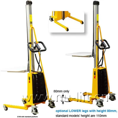 100~200kgs 1500mm 1700mm E150 height Light Duty Stacker Semi Electric Lifter Aluminum Work Positioner