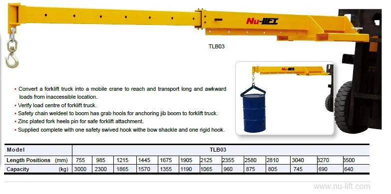 Telescopic Fork Mounted Jibs TLB series