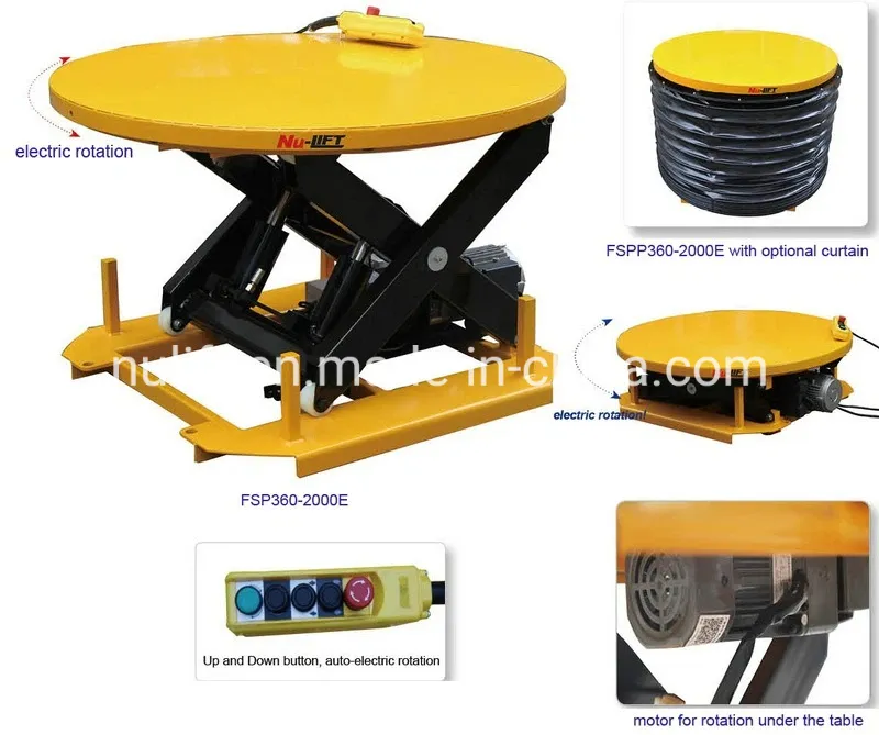 New Design 1Ton 2Ton Hydraulic Lift forklift base Electric Scissor Rotating Lift Table SPP360-2000E