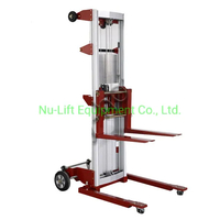 Aluminum Manual Winch Fork Lift Stacker with Straddle Leg