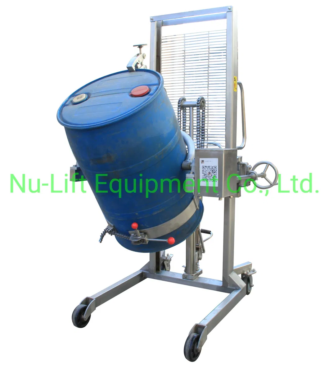 Semi-Electrci Portable Drum Rotator Handing Half Pallet Stacker with Dumping Fuction